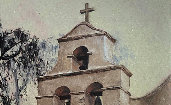 THE MISSION - Oil on Wood Panel, 8in x 10in