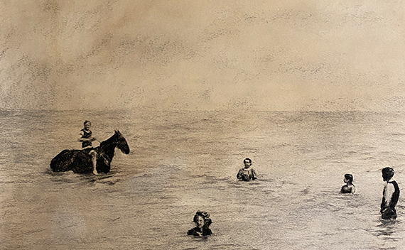 STANDING WATER - Charcoal on Toned Paper, 19in x 19in